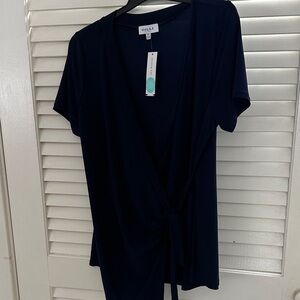Gilli Navy Wrap Blouse